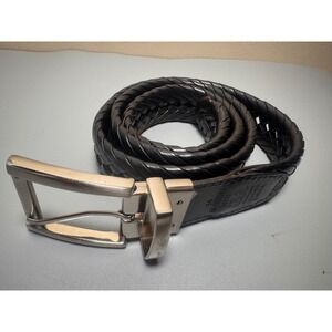 Jos‎ A Bank Braided Leather Belt Reversible Buckle Casual Dress 34
